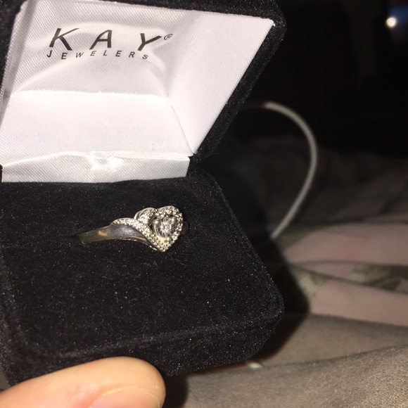 Sterling silver heart engagement/promise ring - Picture 3 of 3